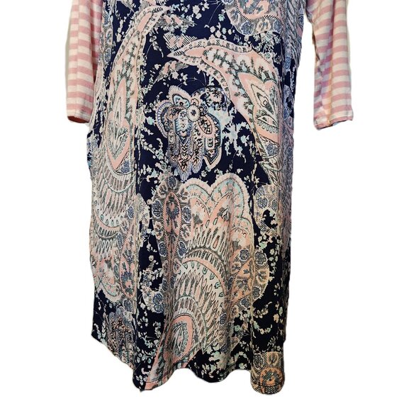 ❤️ 4/$20 Honeyme dress Women's large Contrasting print stripes paisley fall cute - Picture 3 of 13